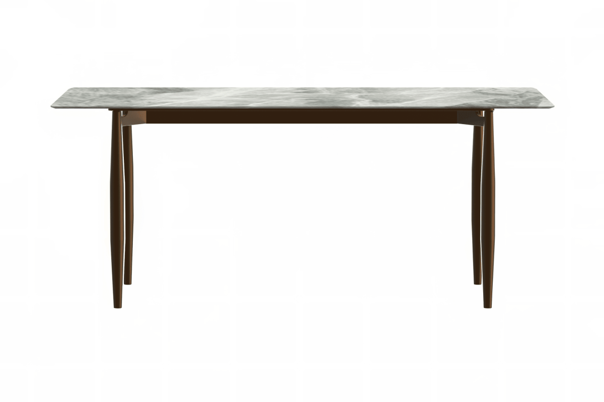 Zinti Rectangular Dining Table with Glass/Sintered Stone Tabletop and Steel Base