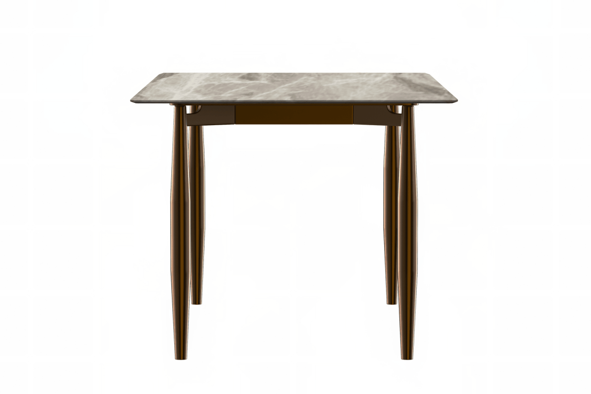 Zinti Rectangular Dining Table with Glass/Sintered Stone Tabletop and Steel Base