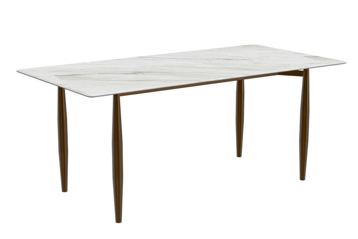Zinti Rectangular Dining Table with Glass/Sintered Stone Tabletop and Steel Base