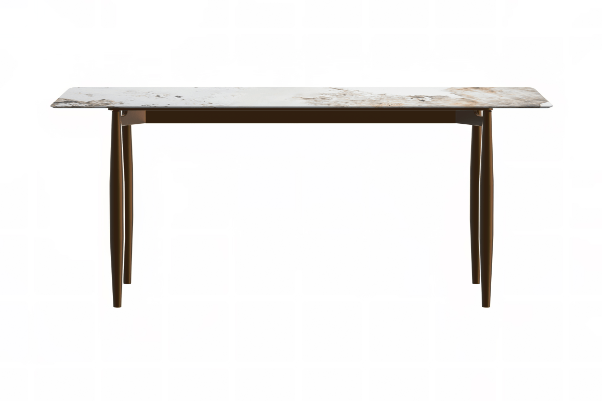 Zinti Rectangular Dining Table with Glass/Sintered Stone Tabletop and Steel Base