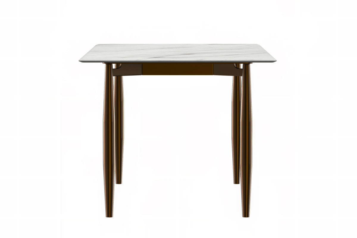 Zinti Rectangular Dining Table with Glass/Sintered Stone Tabletop and Steel Base
