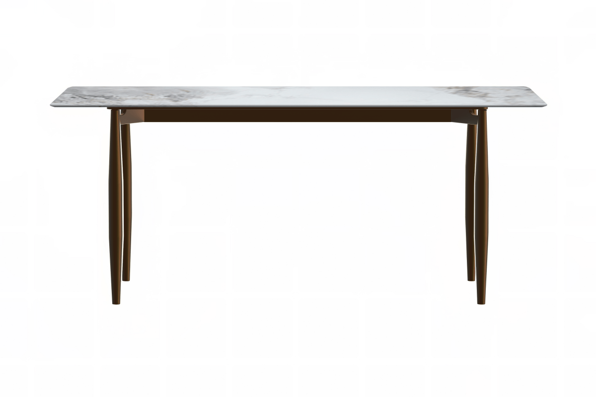 Zinti Rectangular Dining Table with Glass/Sintered Stone Tabletop and Steel Base
