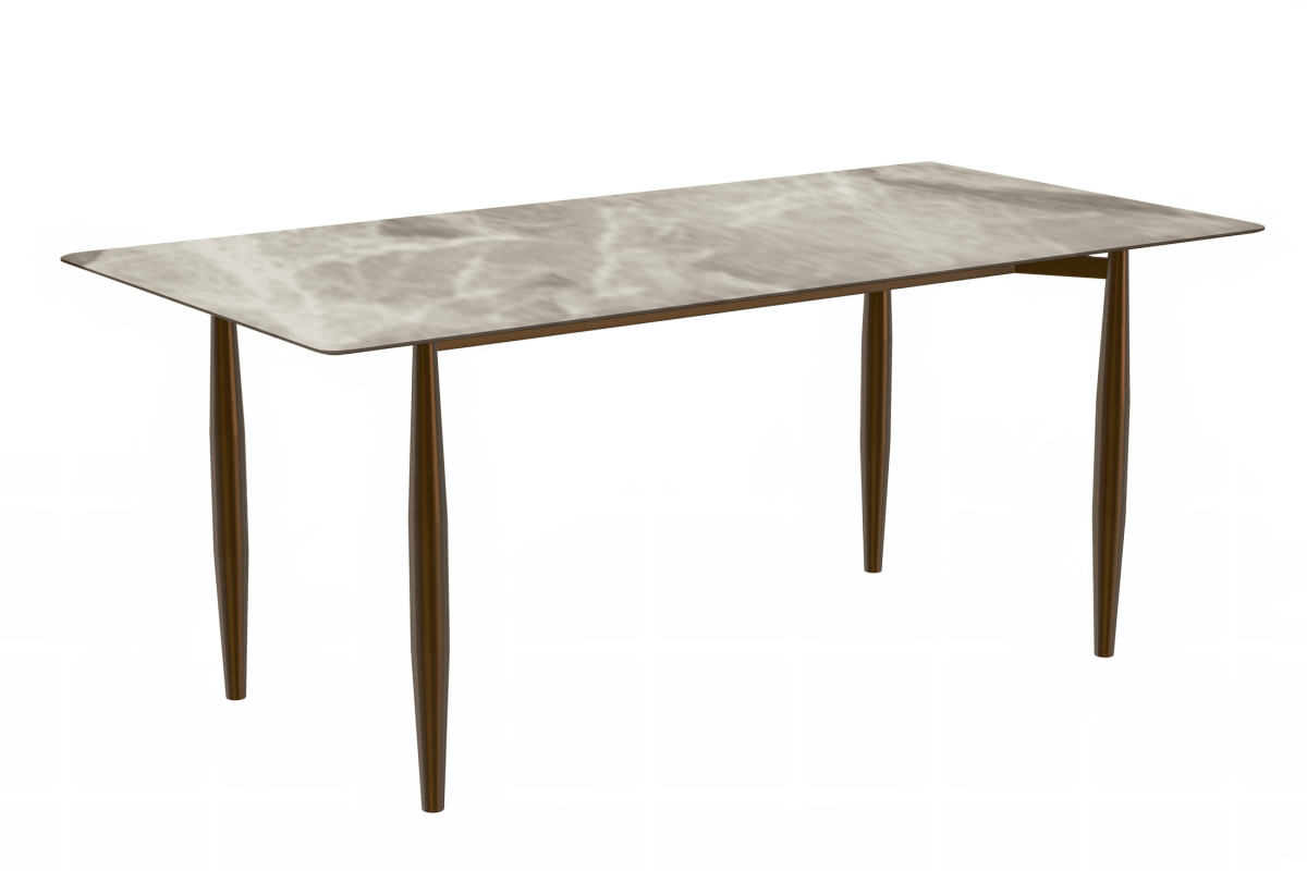 Zinti Rectangular Dining Table with Glass/Sintered Stone Tabletop and Steel Base