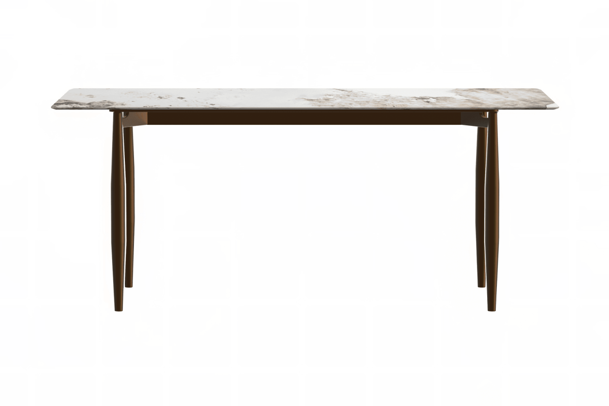 Zinti Rectangular Dining Table with Glass/Sintered Stone Tabletop and Steel Base