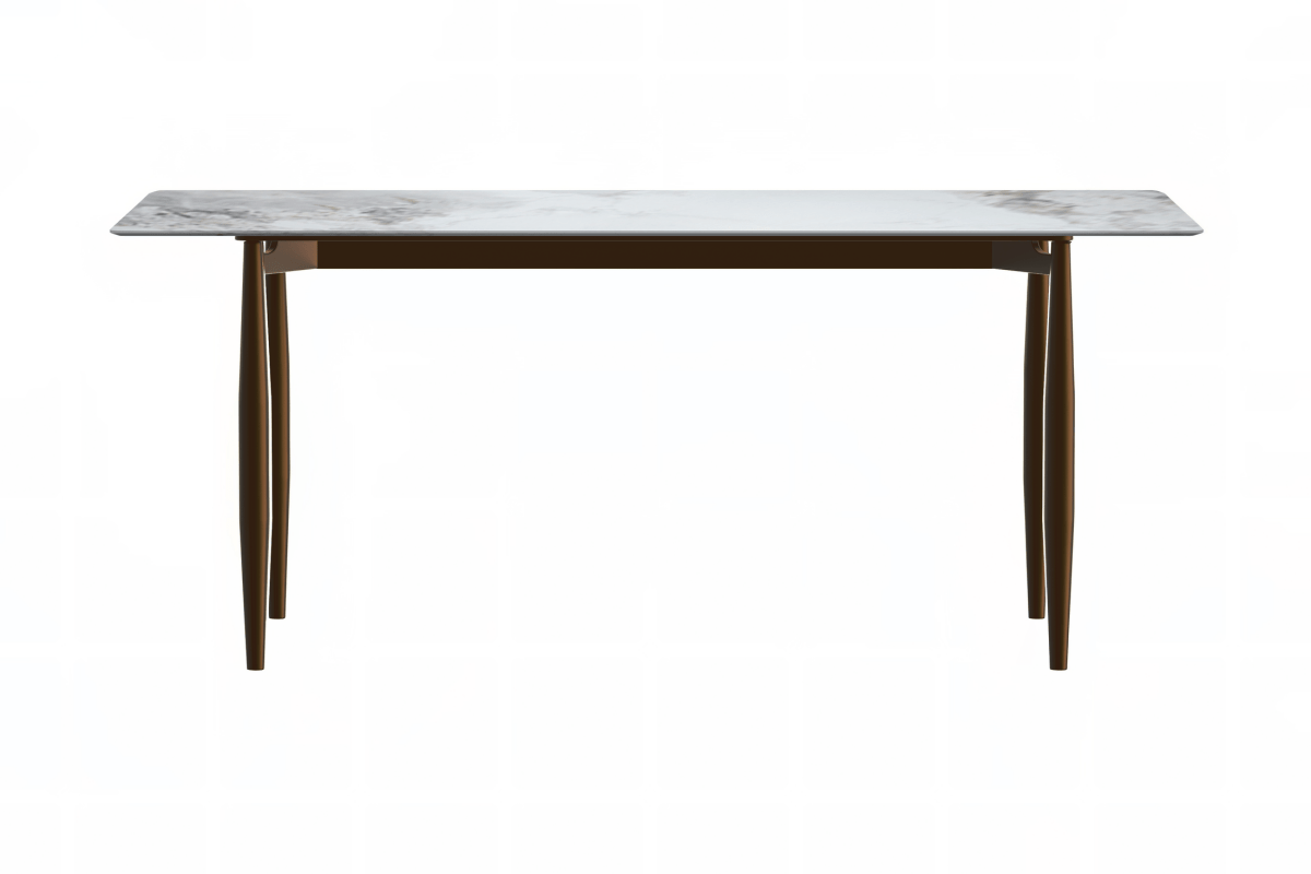 Zinti Rectangular Dining Table with Glass/Sintered Stone Tabletop and Steel Base