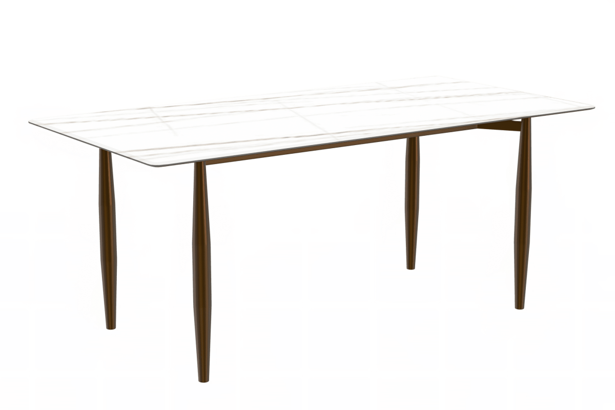Zinti Rectangular Dining Table with Glass/Sintered Stone Tabletop and Steel Base