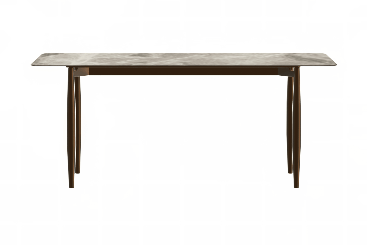 Zinti Rectangular Dining Table with Glass/Sintered Stone Tabletop and Steel Base
