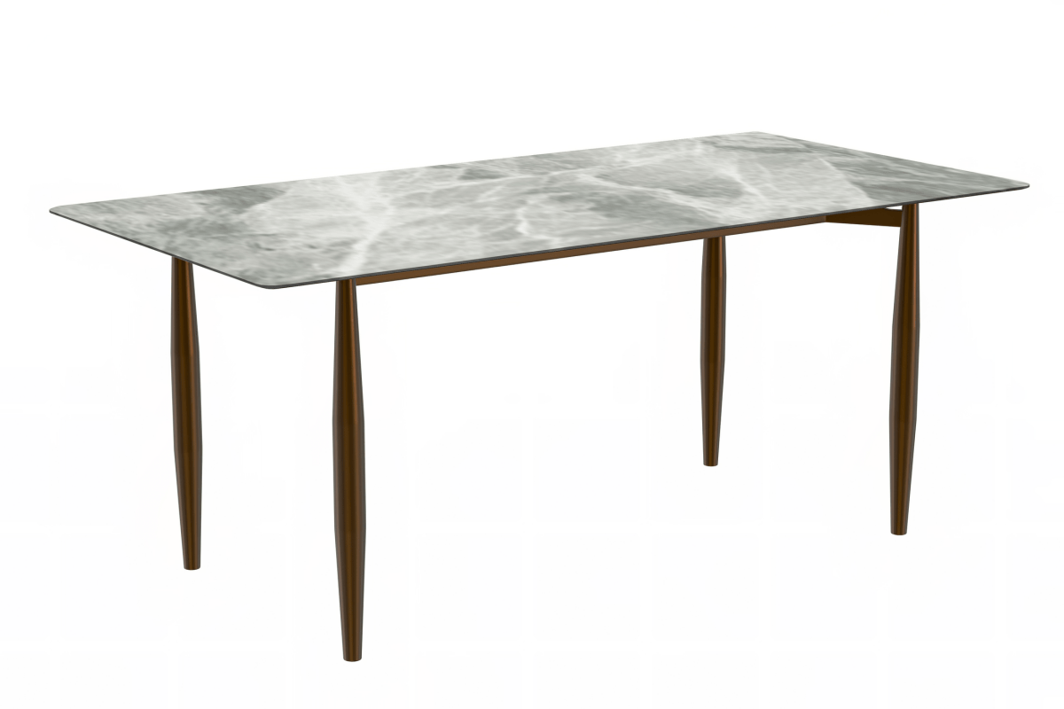 Zinti Rectangular Dining Table with Glass/Sintered Stone Tabletop and Steel Base