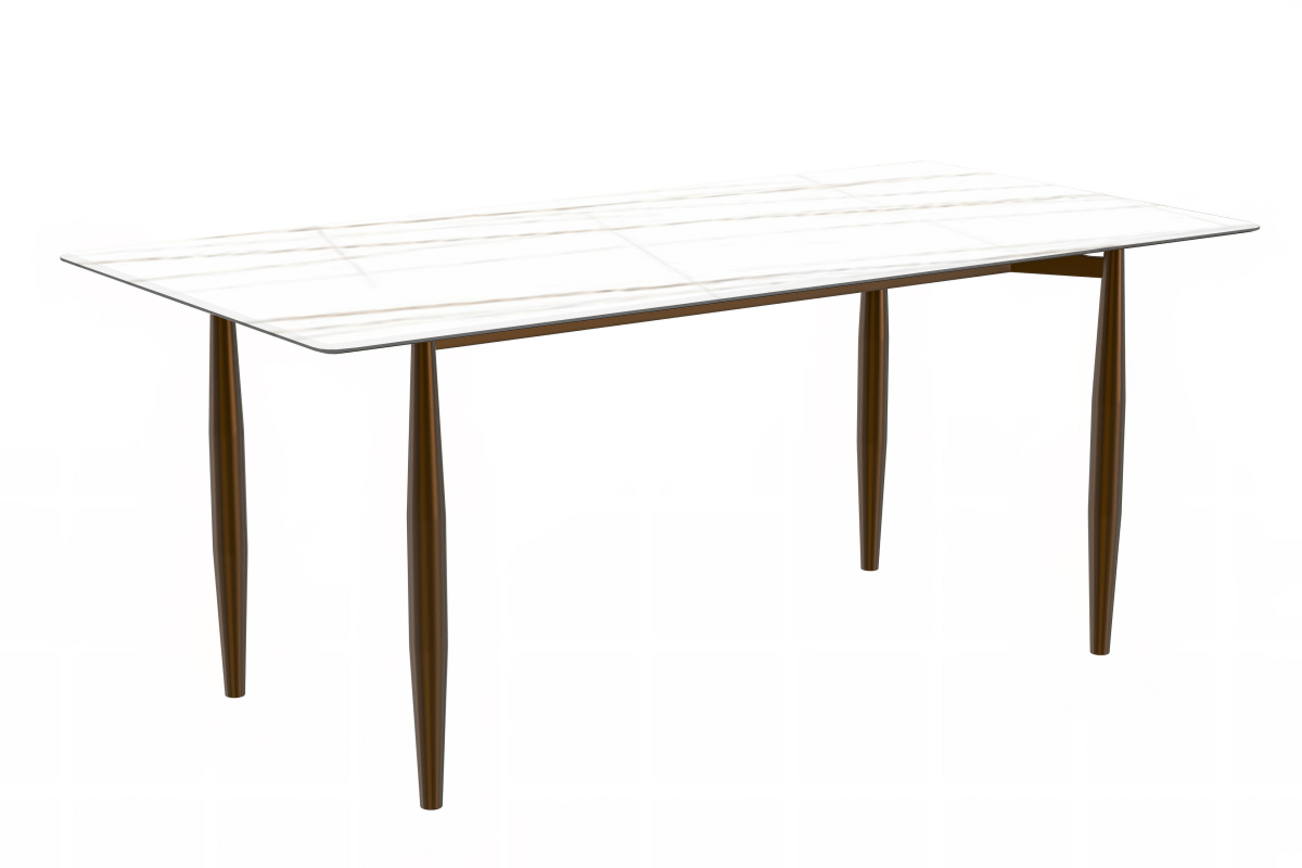 Zinti Rectangular Dining Table with Glass/Sintered Stone Tabletop and Steel Base