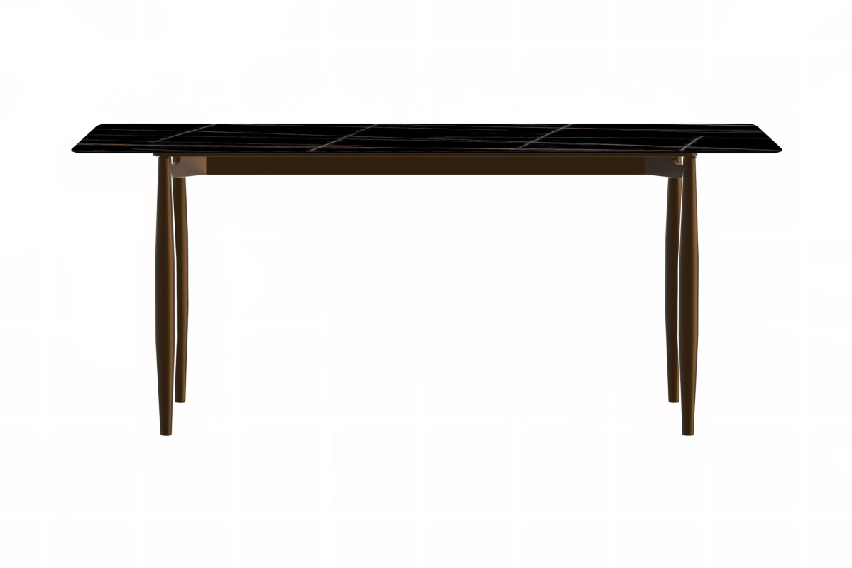 Zinti Rectangular Dining Table with Glass/Sintered Stone Tabletop and Steel Base