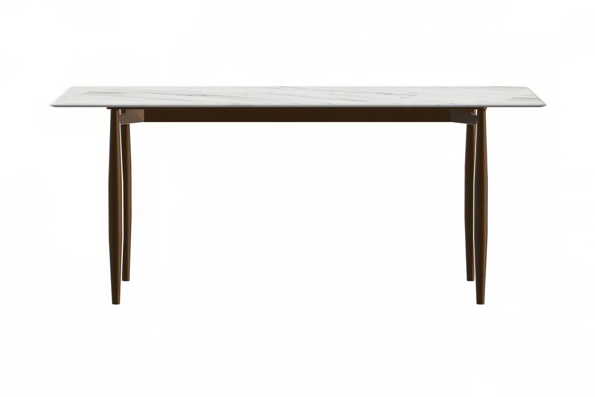 Zinti Rectangular Dining Table with Glass/Sintered Stone Tabletop and Steel Base