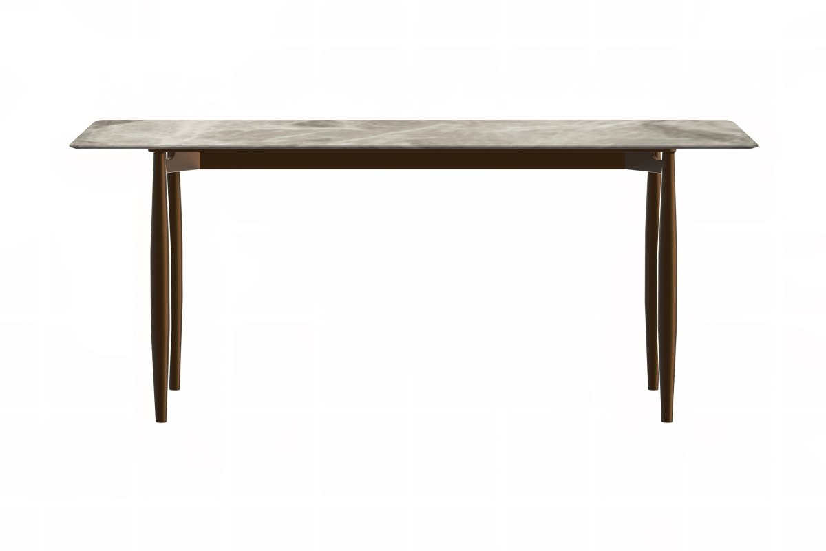 Zinti Rectangular Dining Table with Glass/Sintered Stone Tabletop and Steel Base