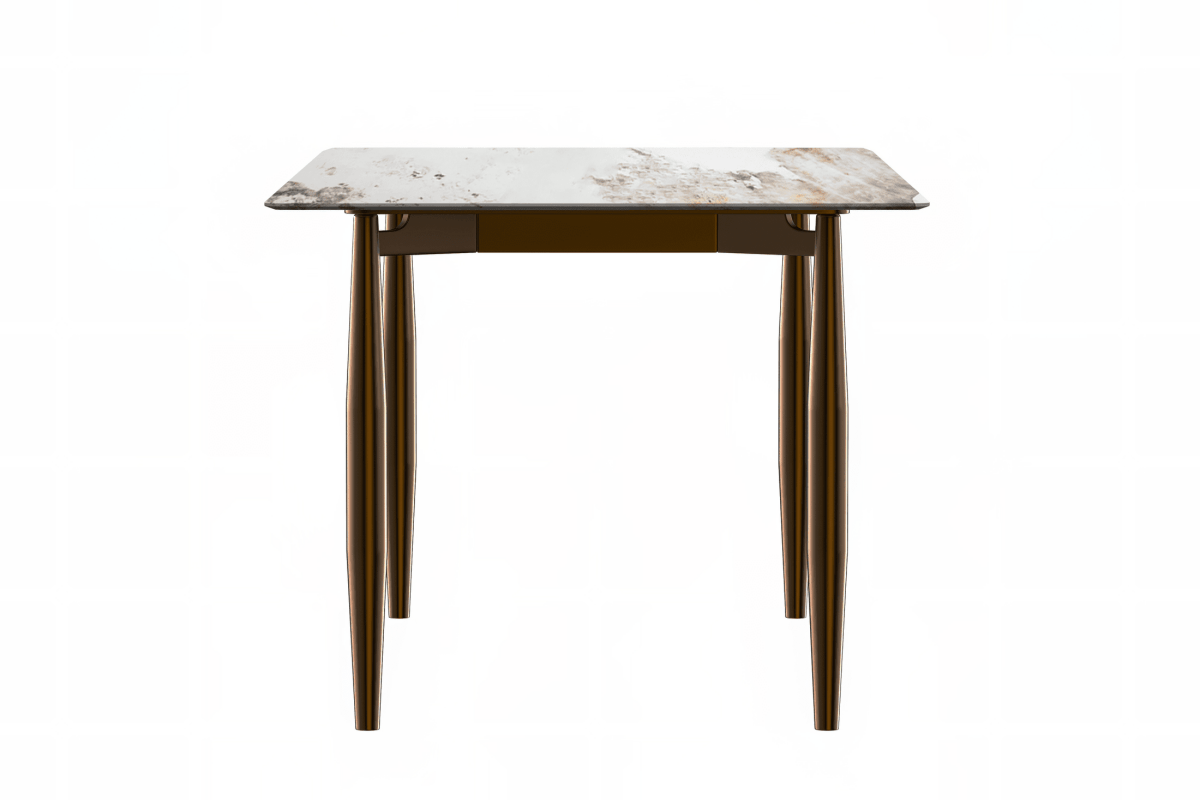 Zinti Rectangular Dining Table with Glass/Sintered Stone Tabletop and Steel Base