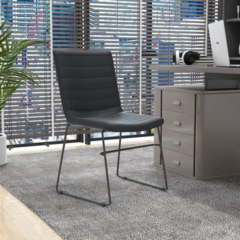 Zylar Leather/Polyester Office Guest Chair with Powder-Coated Stainless Steel Base