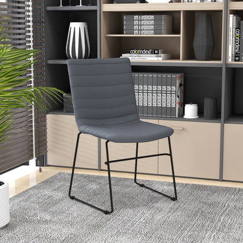 Zylar Leather/Polyester Office Guest Chair with Powder-Coated Stainless Steel Base