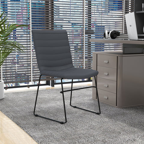 Zylar Leather/Polyester Office Guest Chair with Powder-Coated Stainless Steel Base