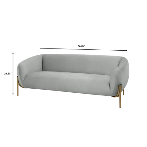 Zuno Modern Three-Seater Velvet Sofa with Gold Iron Legs