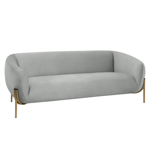 Zuno Modern Three-Seater Velvet Sofa with Gold Iron Legs