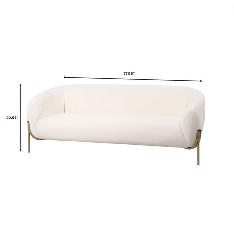 Zuno Modern Three-Seater Velvet Sofa with Gold Iron Legs