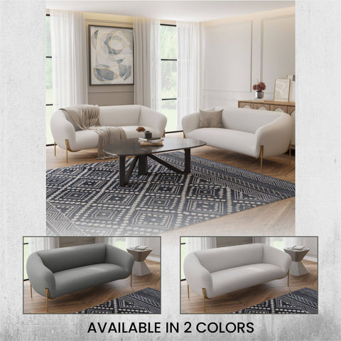 Zuno Modern Three-Seater Velvet Sofa with Gold Iron Legs