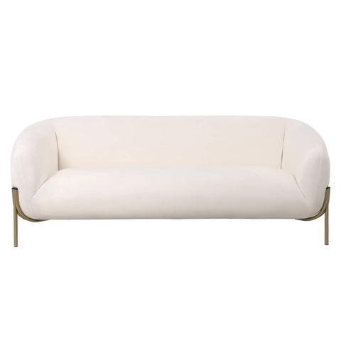 Zuno Modern Three-Seater Velvet Sofa with Gold Iron Legs