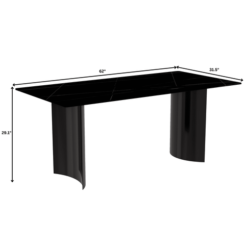 Zara Rectangular Dining Table with Glass/Sintered Stone Top and Stainless Steel Base