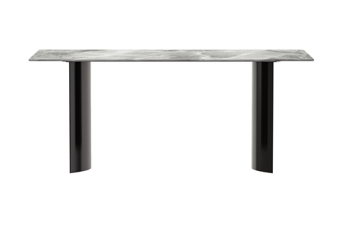 Zara Rectangular Dining Table with Glass/Sintered Stone Top and Stainless Steel Base