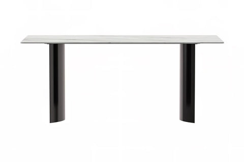 Zara Rectangular Dining Table with Glass/Sintered Stone Top and Stainless Steel Base