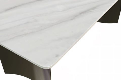Zara Rectangular Dining Table with Glass/Sintered Stone Top and Stainless Steel Base
