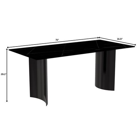 Zara Rectangular Dining Table with Glass/Sintered Stone Top and Stainless Steel Base
