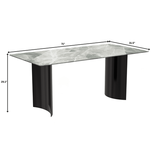 Zara Rectangular Dining Table with Glass/Sintered Stone Top and Stainless Steel Base
