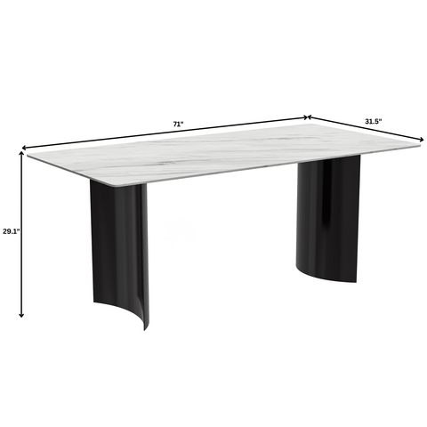 Zara Rectangular Dining Table with Glass/Sintered Stone Top and Stainless Steel Base