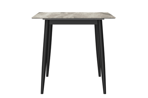 Zayle Modern Rectangular Dining Table with Glass/Stone Tabletop and Black Steel Base