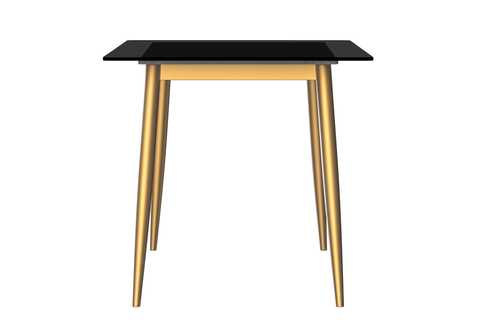 Zayle Modern Rectangular Dining Table with Glass/Stone Tabletop and Black Steel Base