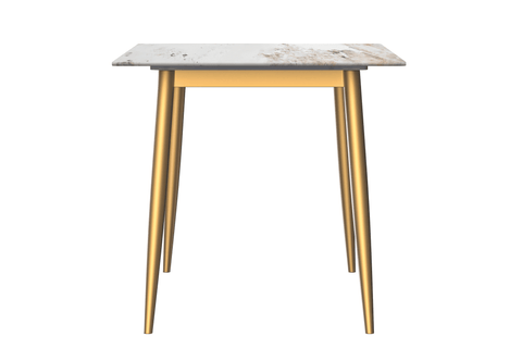 Zayle Modern Rectangular Dining Table with Glass/Stone Tabletop and Black Steel Base