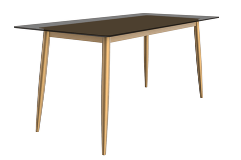 Zayle Modern Rectangular Dining Table with Glass/Stone Tabletop and Black Steel Base