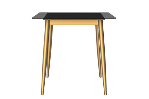 Zayle Modern Rectangular Dining Table with Glass/Stone Tabletop and Black Steel Base