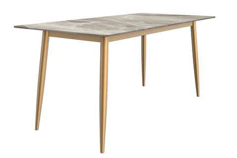Zayle Modern Rectangular Dining Table with Glass/Stone Tabletop and Black Steel Base