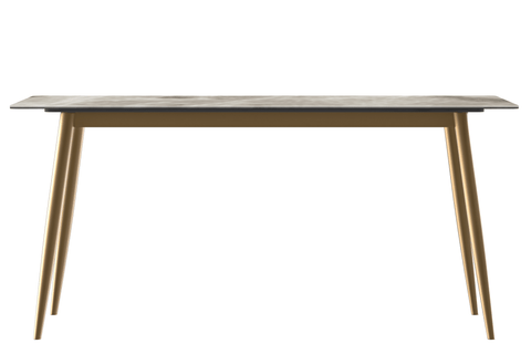 Zayle Modern Rectangular Dining Table with Glass/Stone Tabletop and Black Steel Base