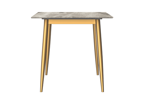Zayle Modern Rectangular Dining Table with Glass/Stone Tabletop and Black Steel Base