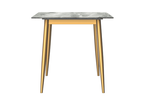 Zayle Modern Rectangular Dining Table with Glass/Stone Tabletop and Black Steel Base
