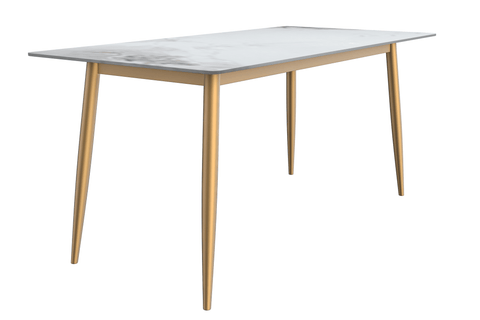 Zayle Modern Rectangular Dining Table with Glass/Stone Tabletop and Black Steel Base