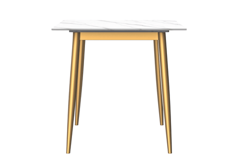Zayle Modern Rectangular Dining Table with Glass/Stone Tabletop and Black Steel Base