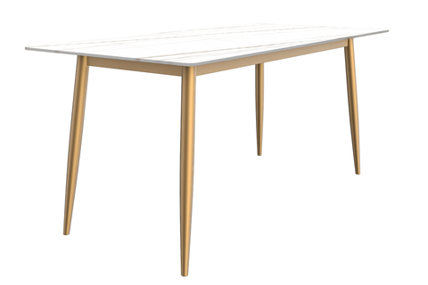Zayle Modern Rectangular Dining Table with Glass/Stone Tabletop and Black Steel Base