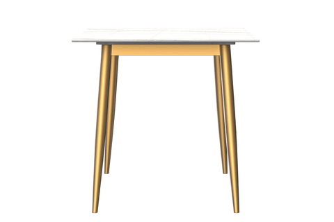 Zayle Modern Rectangular Dining Table with Glass/Stone Tabletop and Black Steel Base