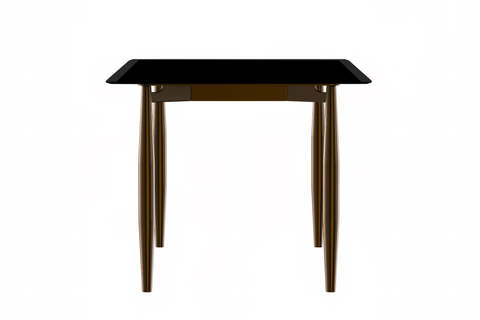 Zayle Modern Rectangular Dining Table with Glass/Stone Tabletop and Black Steel Base