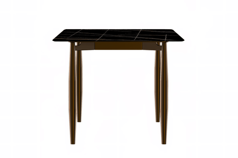 Zayle Modern Rectangular Dining Table with Glass/Stone Tabletop and Black Steel Base
