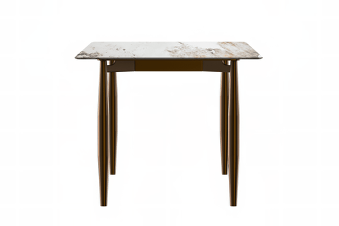 Zayle Modern Rectangular Dining Table with Glass/Stone Tabletop and Black Steel Base