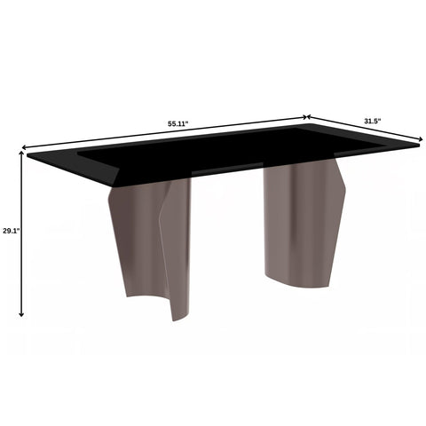 LeisureMod Zelan Mid-Century Modern Dining Table with Rectangular Glass or  Sintered Stone Tabletop and Steel Legs