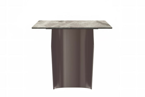 Zelan Dining Table with Rectangular Glass/Sintered Stone Tabletop and Steel Legs